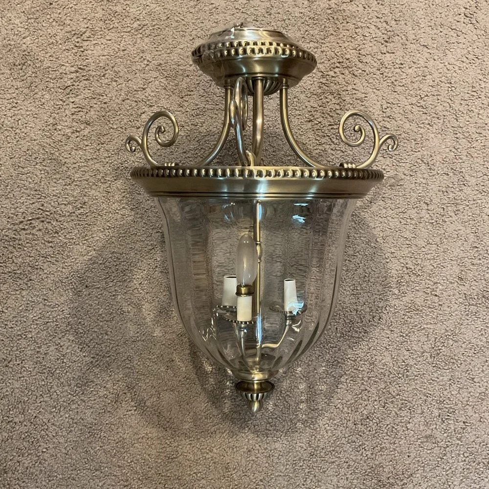 Luxurious Vintage 3-Light Large Pendant Pewter Chandelier Lighting Lamp X-Large